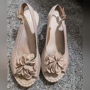 Blush wedge espadrilles